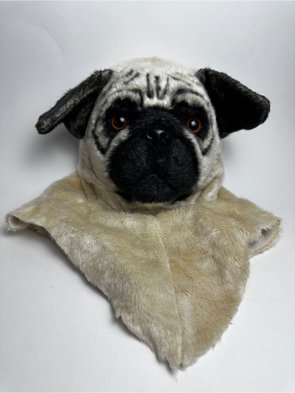 Pug Dog Halloween Mask Moving Jaw Realistic Plush Costume Adult